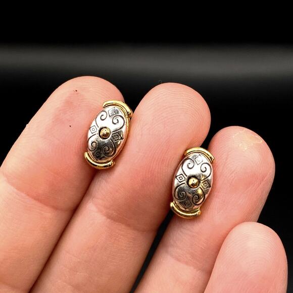 Retired GOLDEN GATE BRIGHTON Mini Post Earring Mixed Silver Gold Plated Studs - Picture 1 of 5